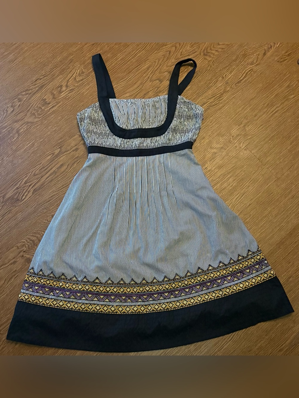 Lithe by Anthropologie Striped Smocked Midi Dress Fiddler’s Dress Size 2